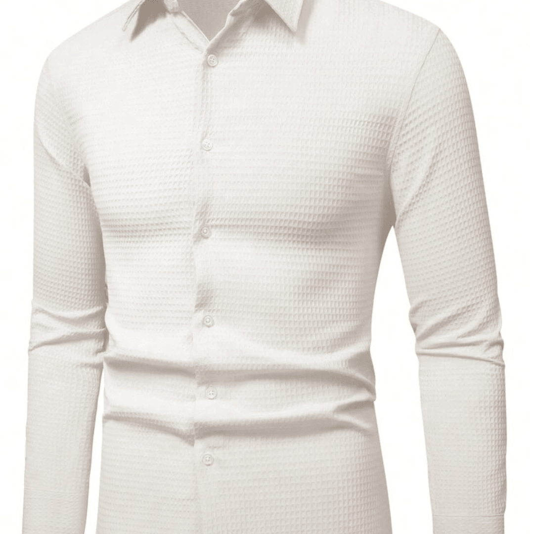 Textured Fabric Long Sleeve Dress Shirt