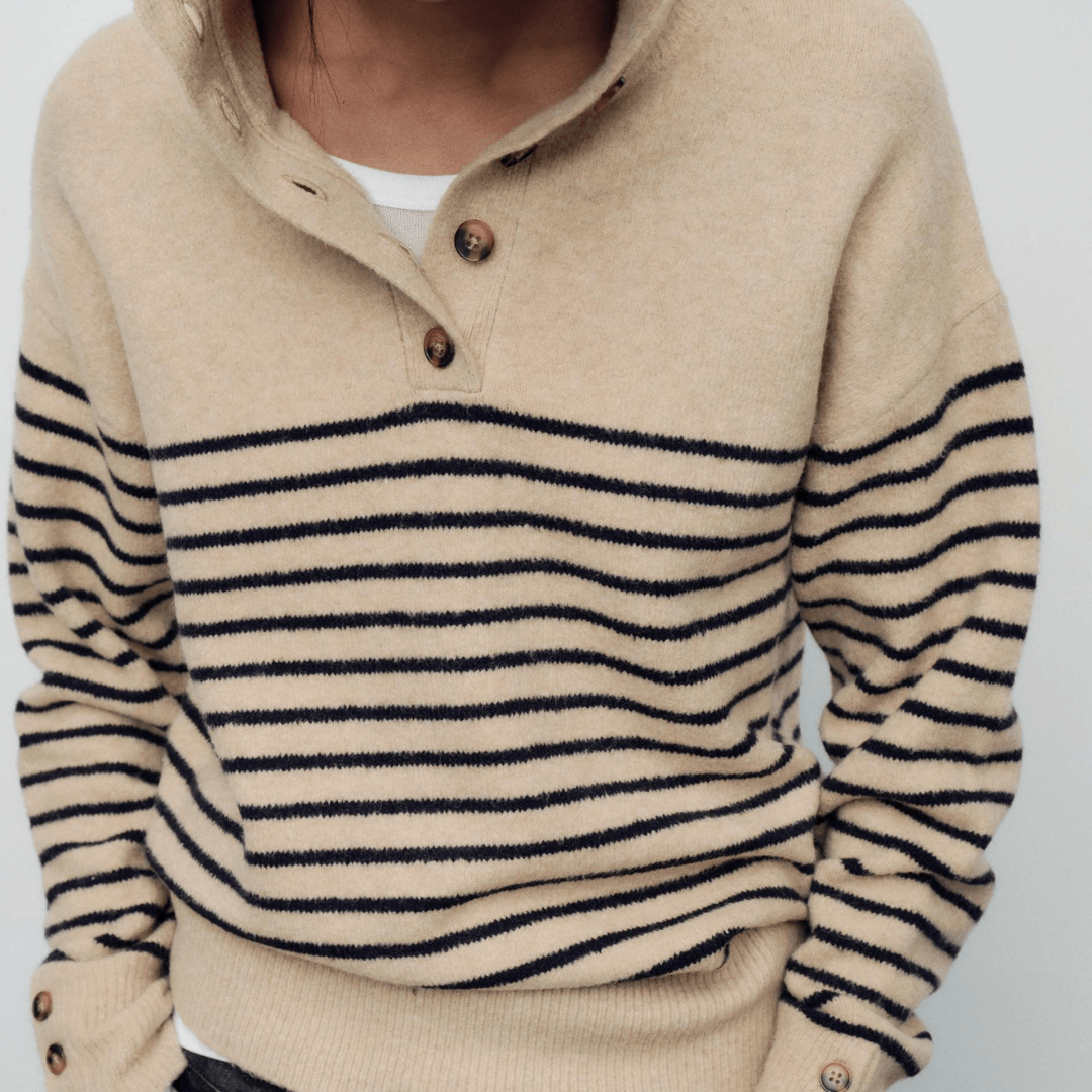 Beige and Brown Striped Sweater