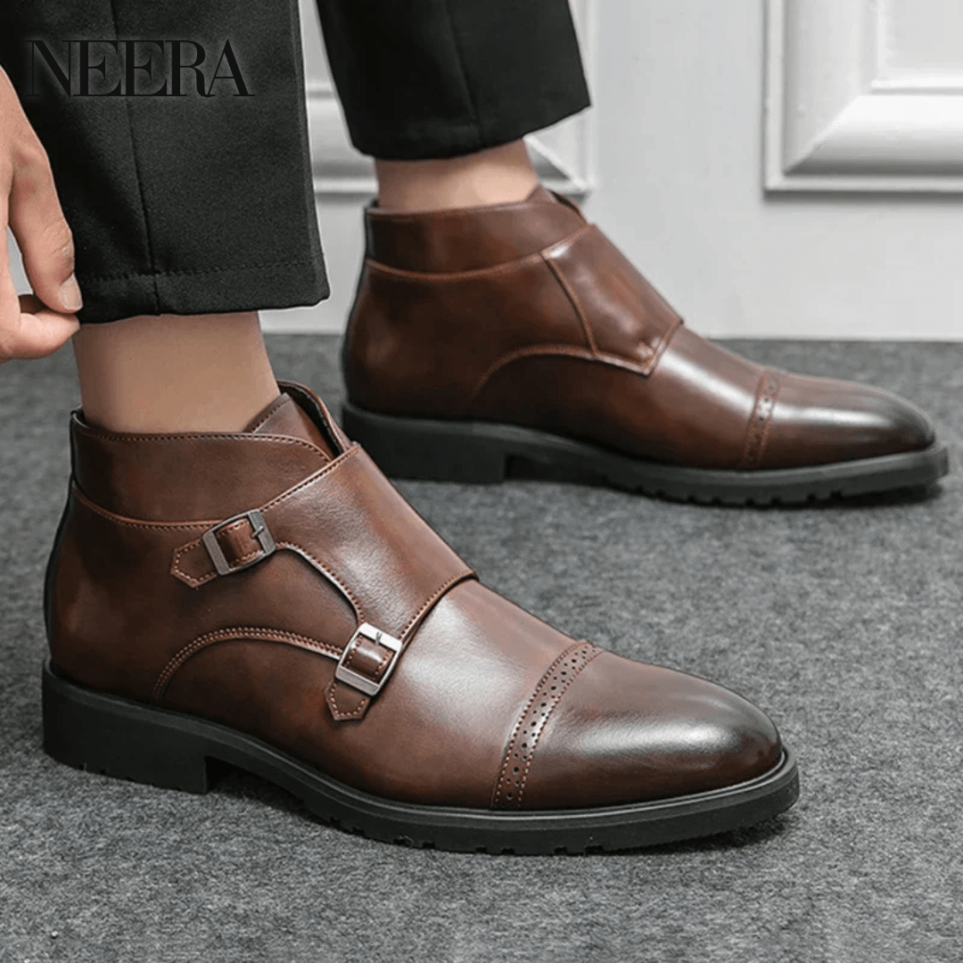 Darrell | Leather double monk boots with straps