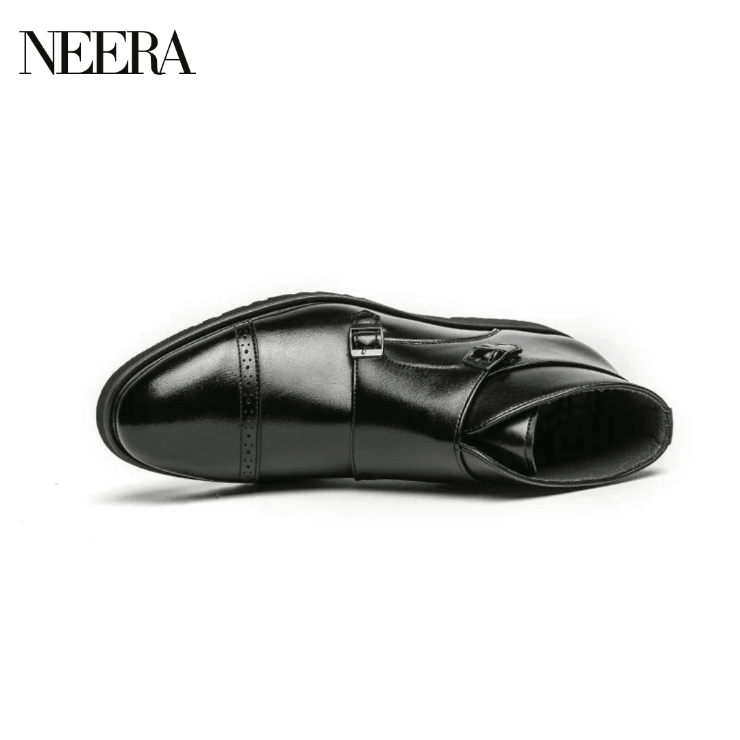 Darrell | Leather double monk boots with straps