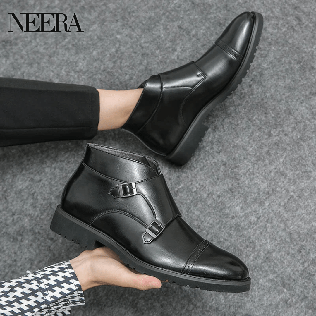 Darrell | Leather double monk boots with straps