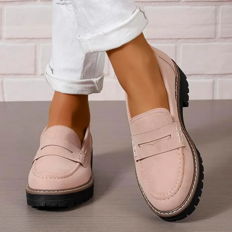 Hélène | Comfortable suede loafers with a thick, cushioned sole
