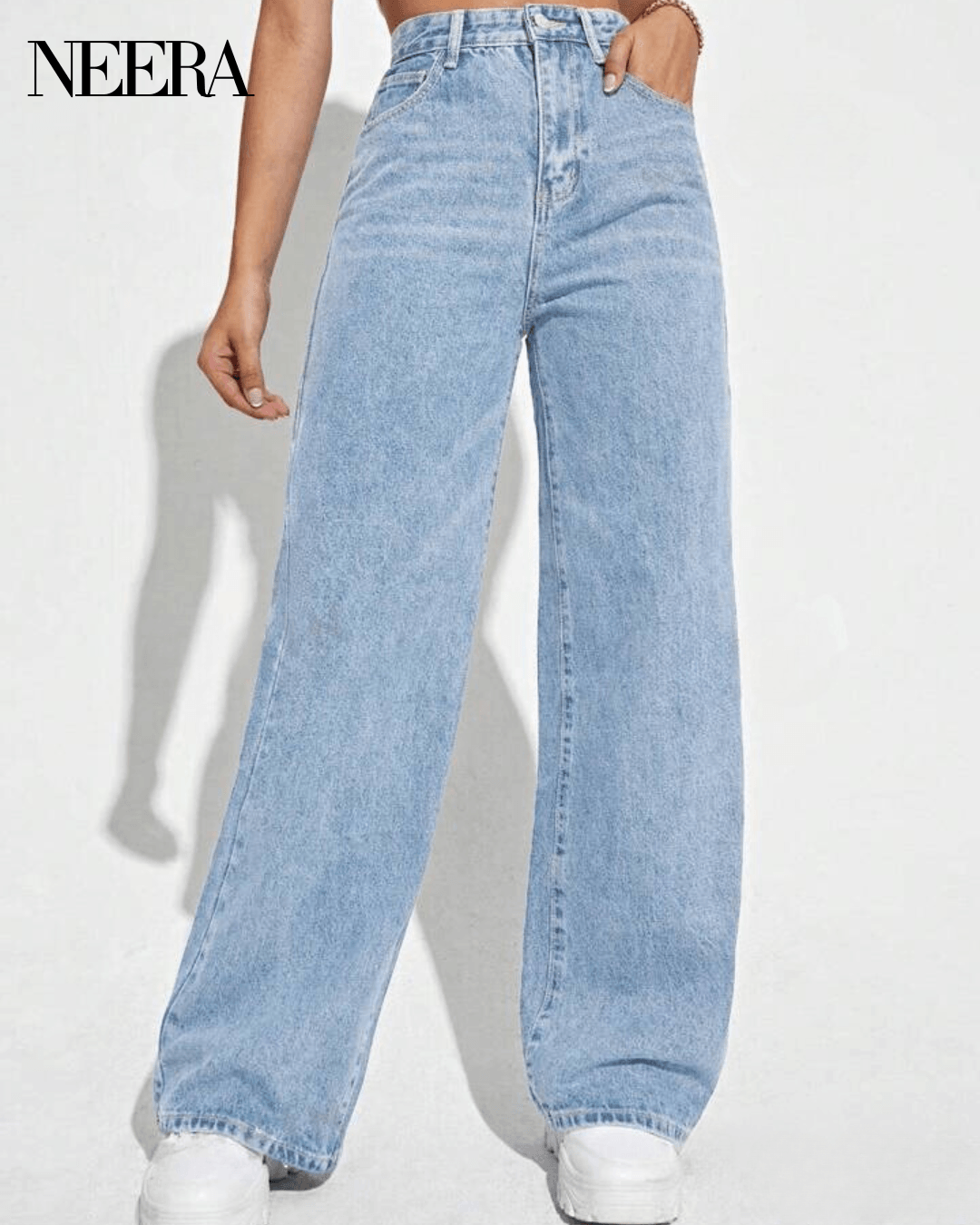 Wide leg high waist jeans