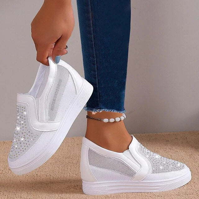 Elsa | Women's sneakers with white crystals
