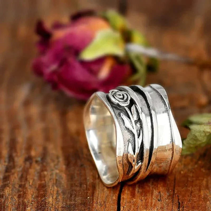 Bague fleur vintage en argent