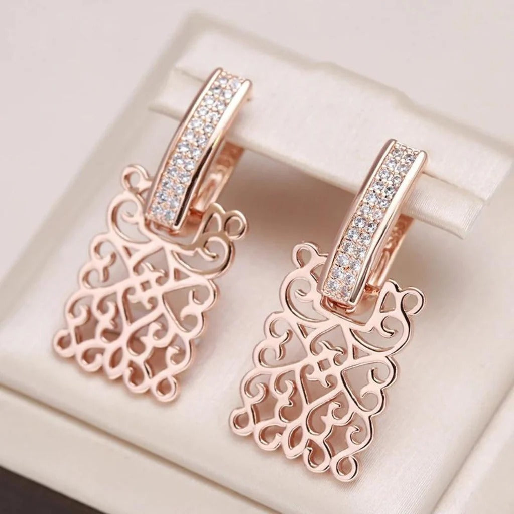 Boucles d'oreilles Ivy en or rose et zircone