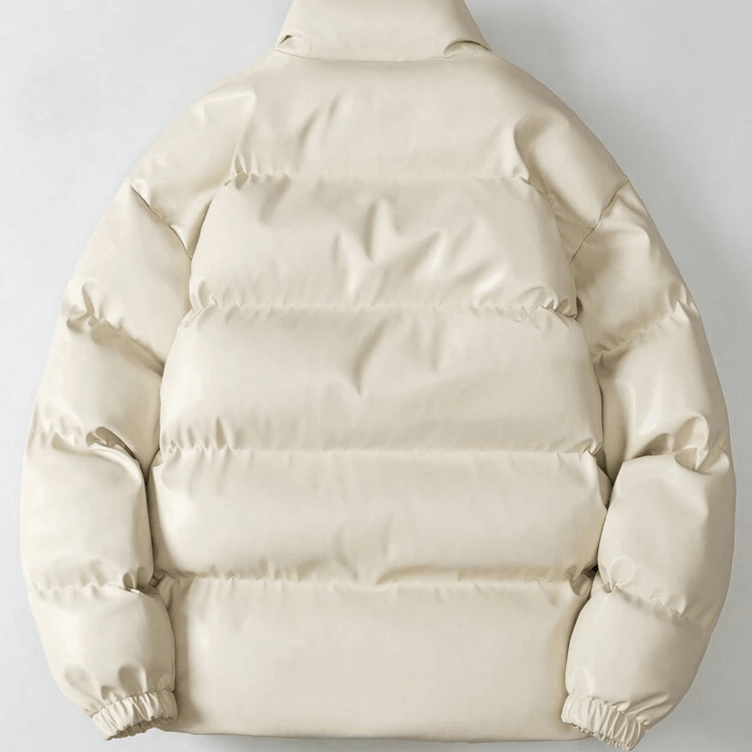 Beige jacket with pockets and high collar