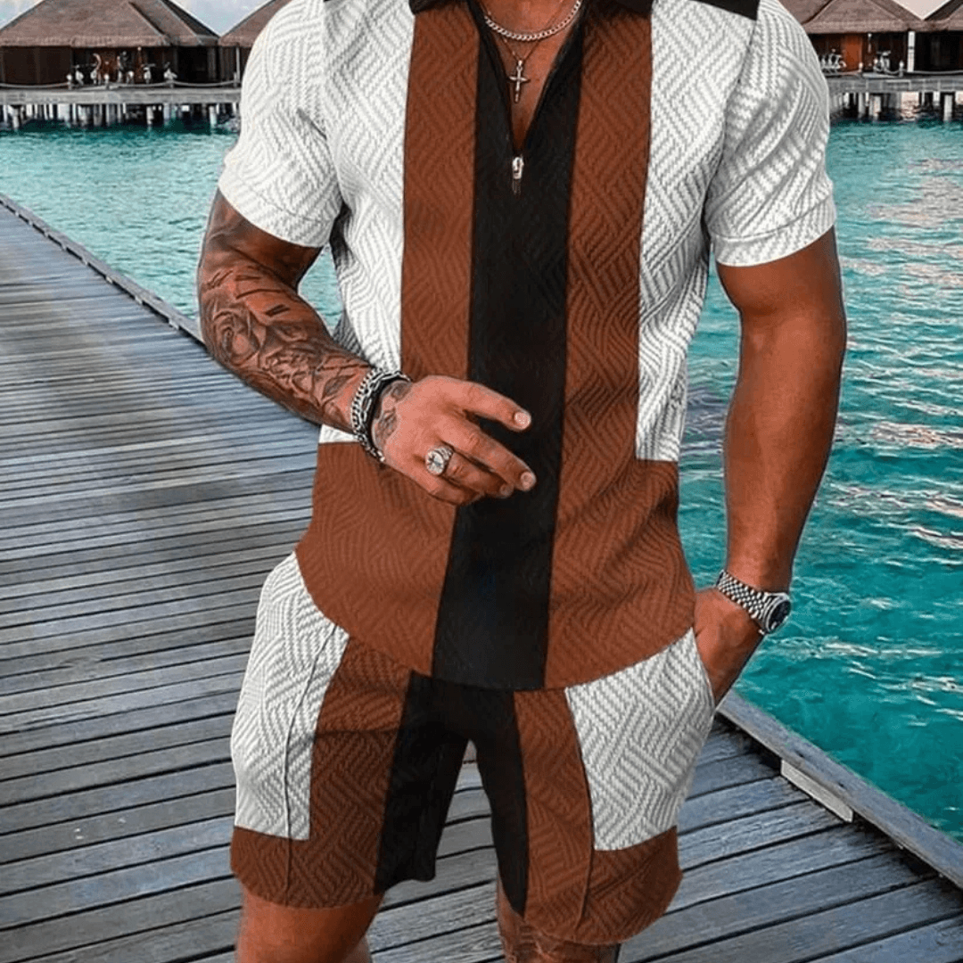 Brown Bear Polo Shirt And Shorts Co-Ord