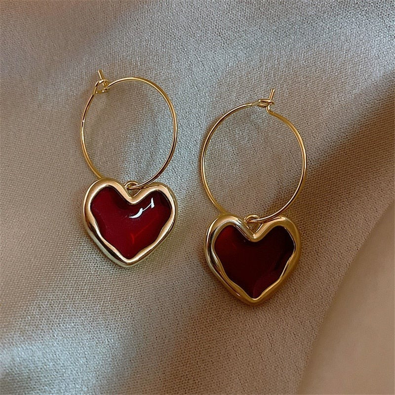 Boucles d'oreilles Petits Coeurs Rouges