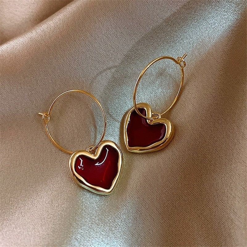 Boucles d'oreilles Petits Coeurs Rouges