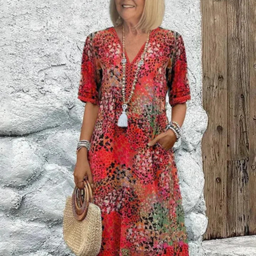 Geneviève | Robe à motifs en tissu chiffon