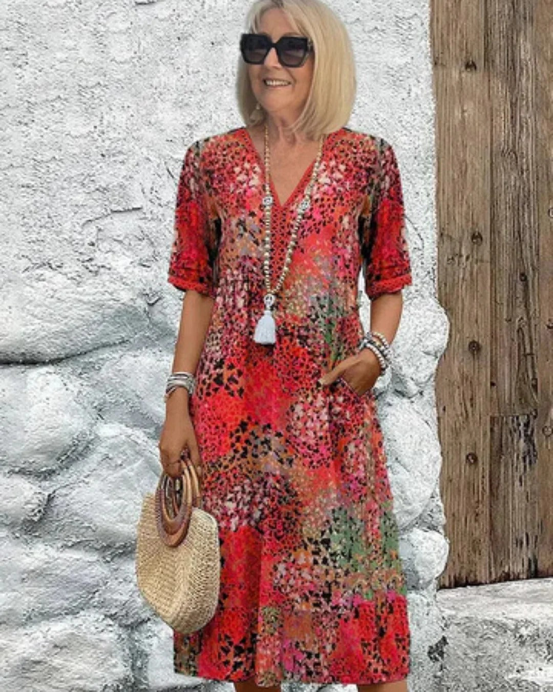 Geneviève | Robe à motifs en tissu chiffon