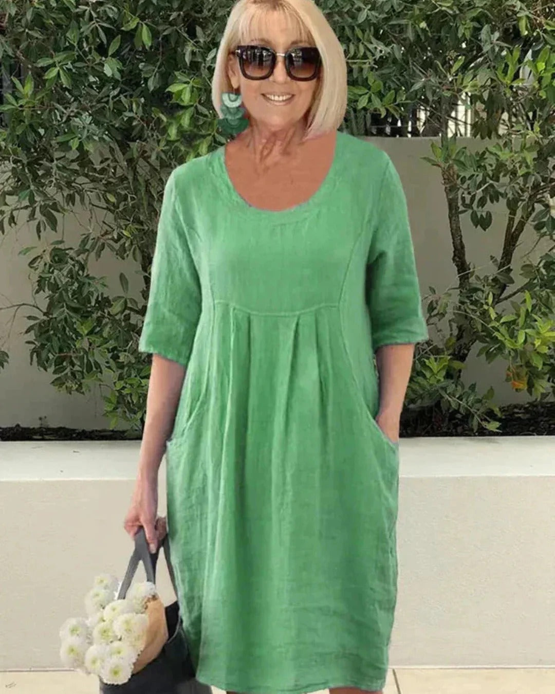 Violet | Robe en lin unicolore