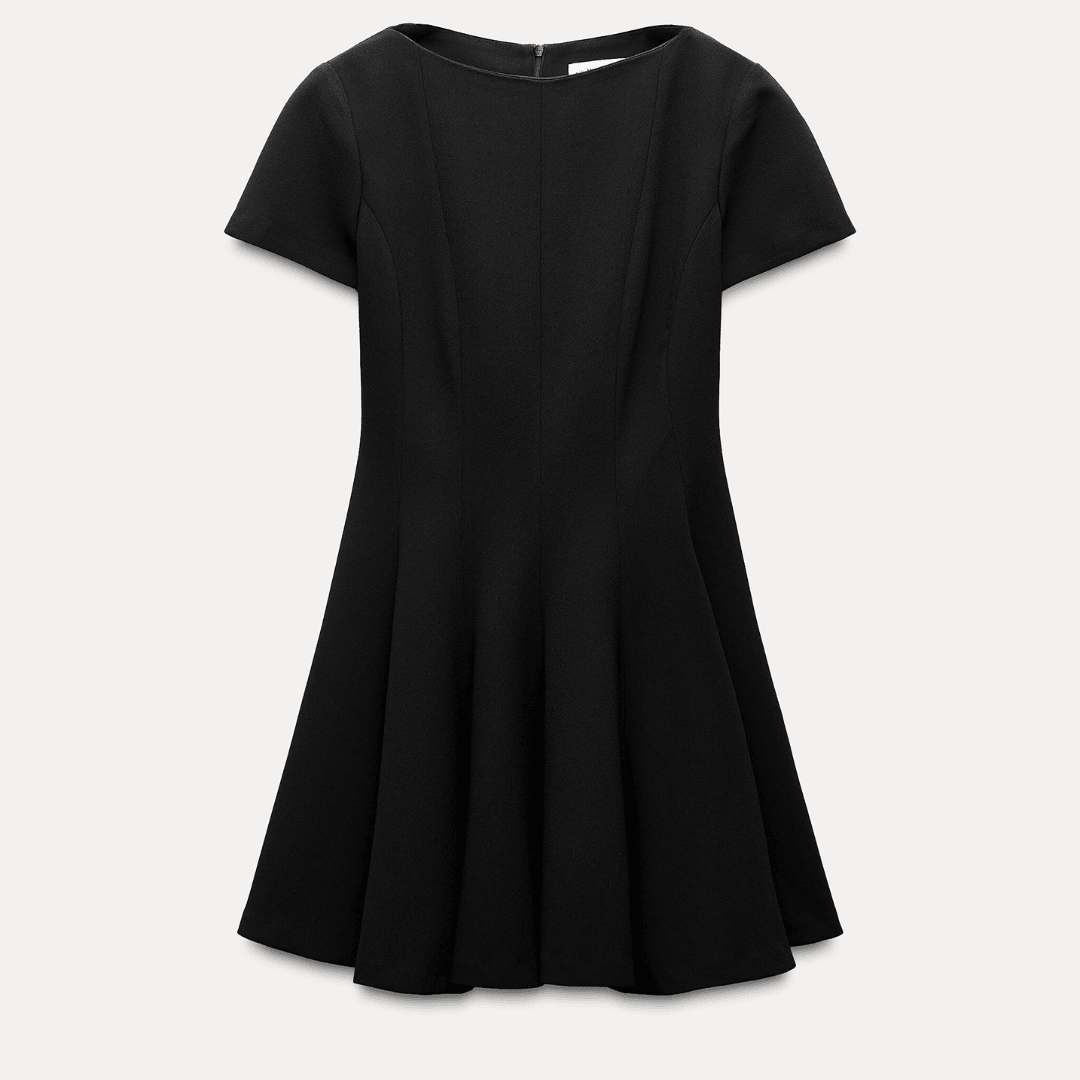 Short Sleeve Dress with Flared Skirt