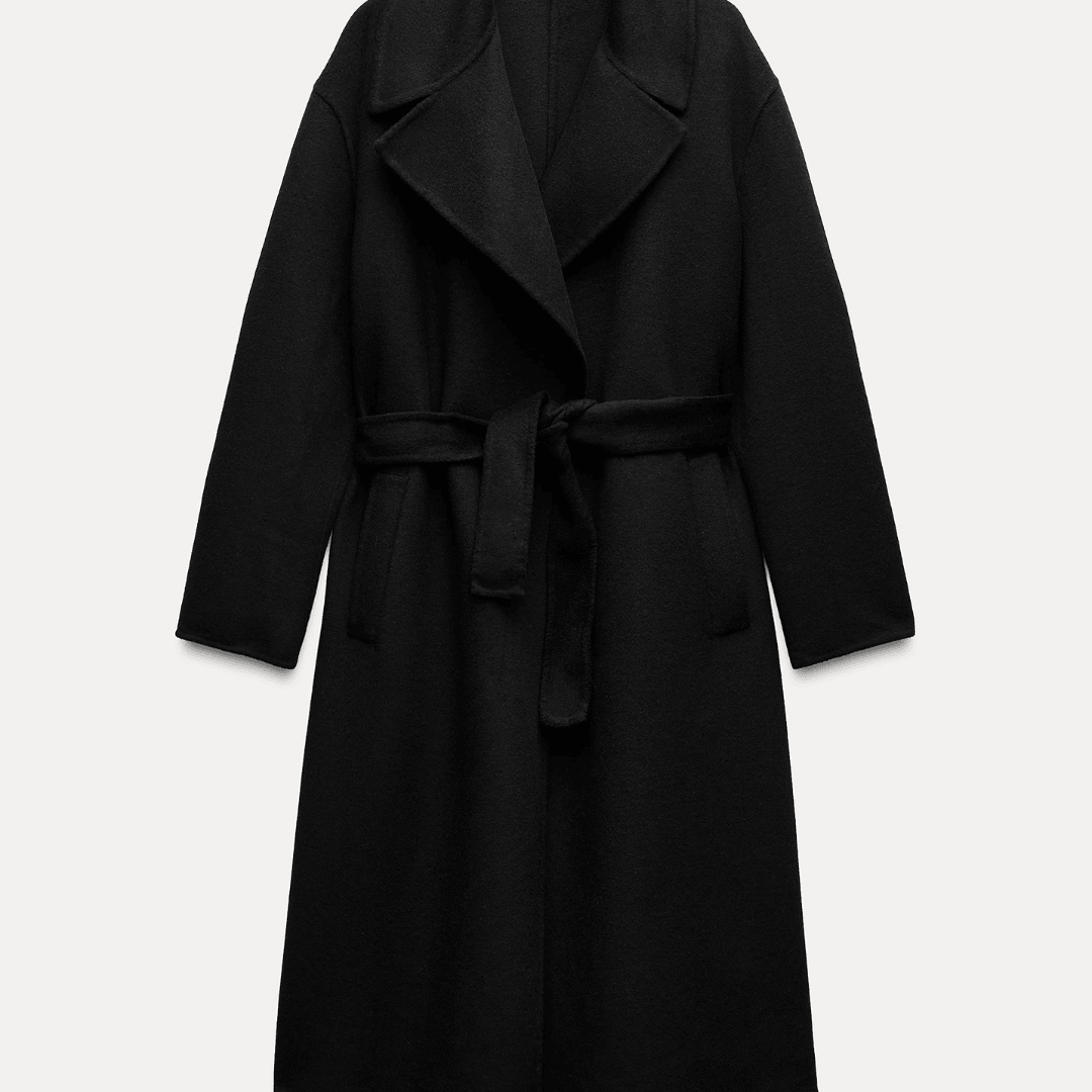 Coat with mixed woll belt