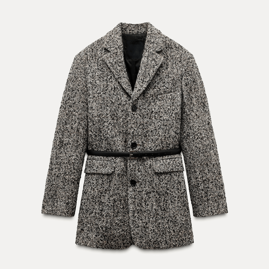 Tweed Coat with Belt