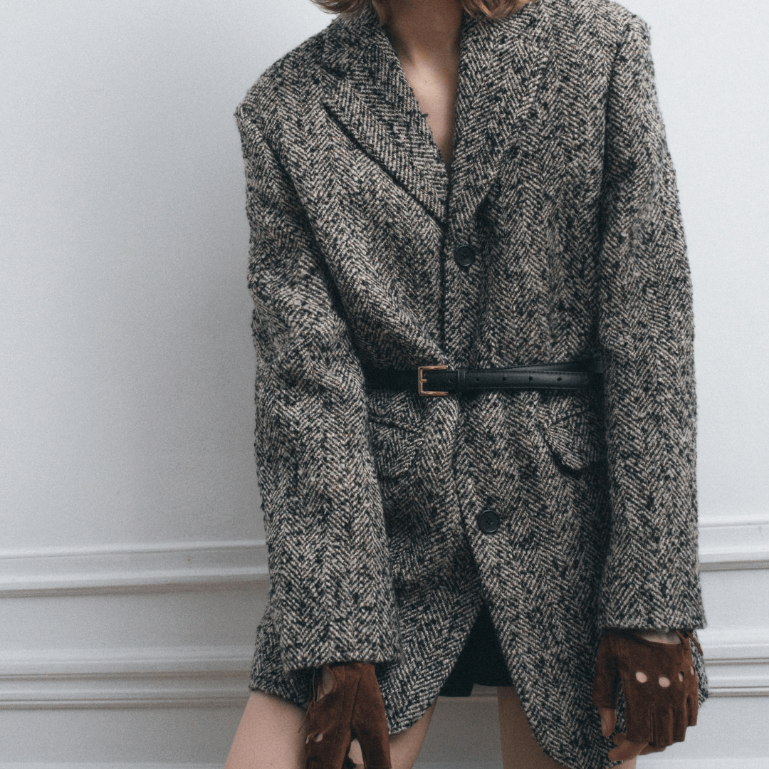 Tweed Coat with Belt