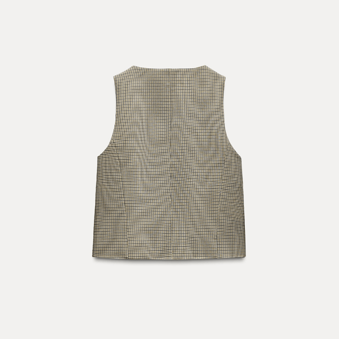 Checked Vest with Buttons