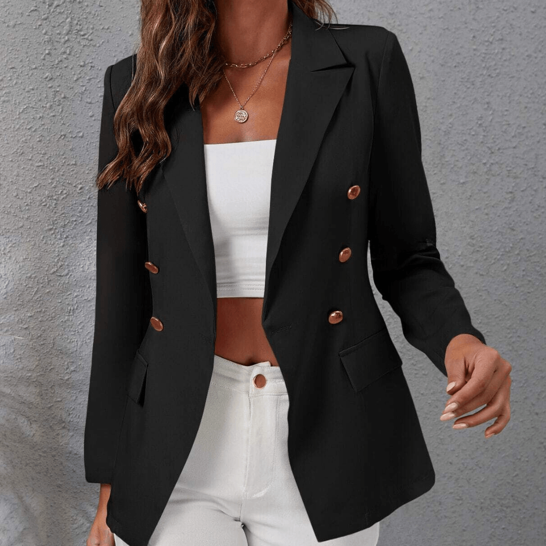 Double Breasted Blazer with Gold Buttons