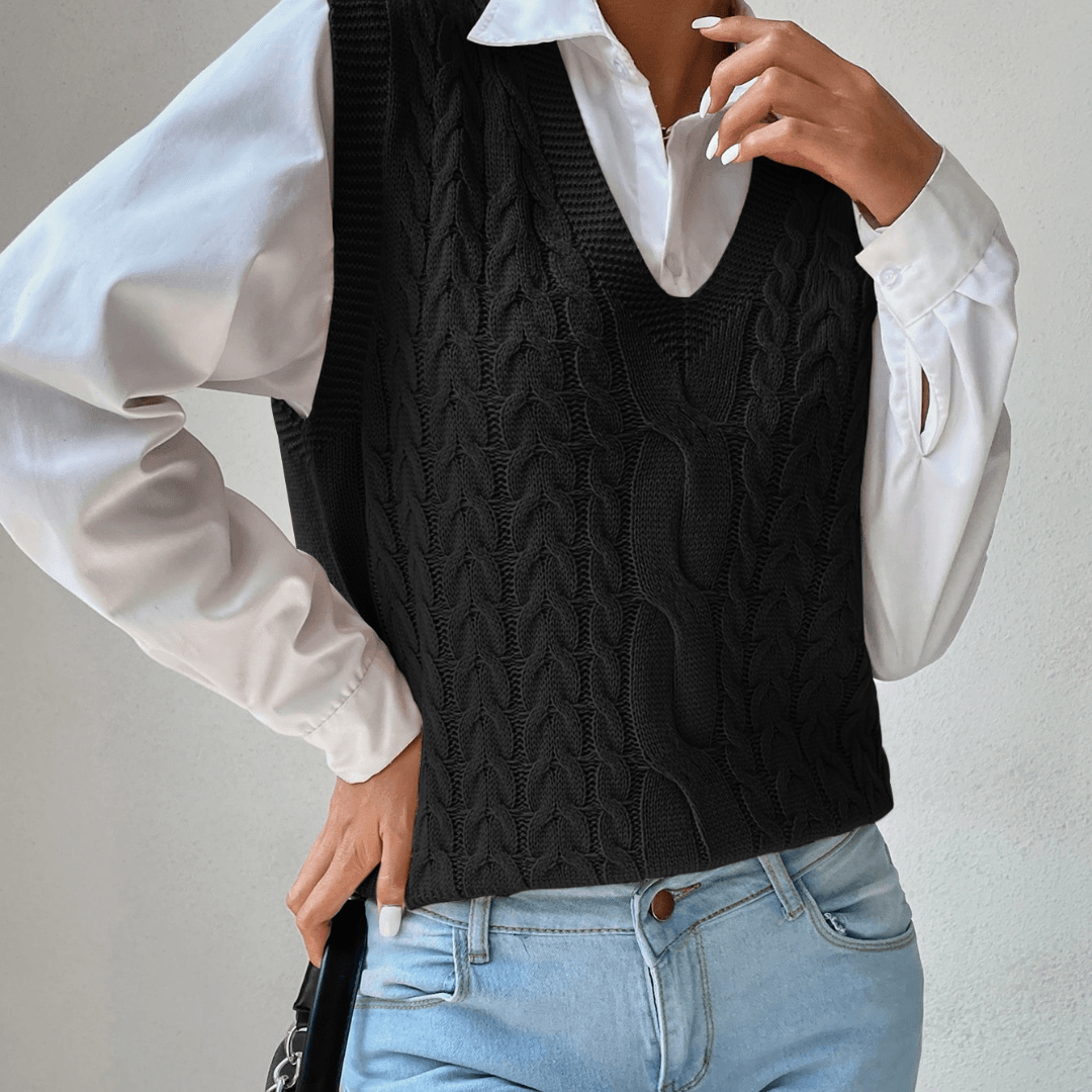 Sleeveless Cable Knit Sweater