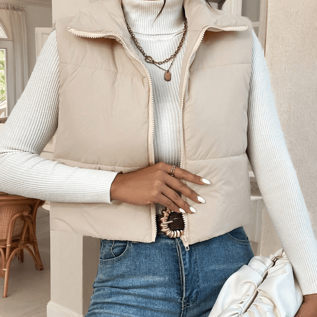 Padded Vest with High Neck and Front Zip