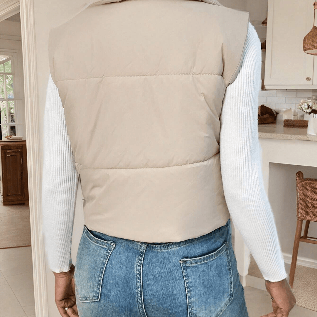 Padded Vest with High Neck and Front Zip