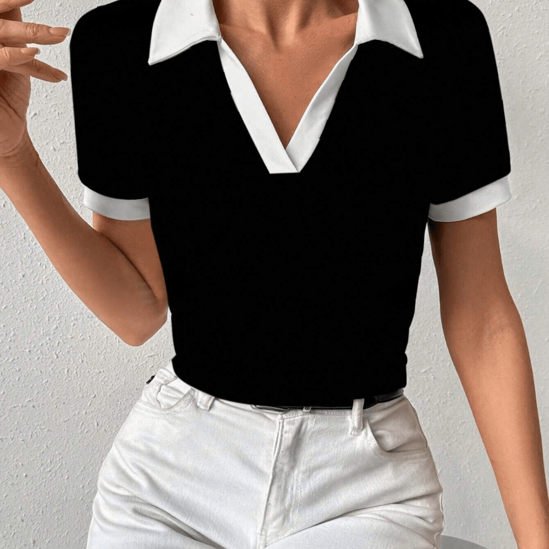 Casual Polo with Short Sleeves with Contrast Collar