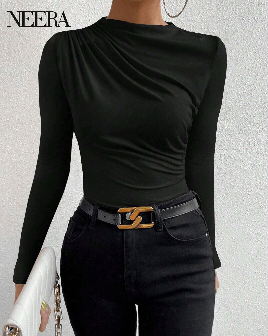 Slim fit curled up t-shirt