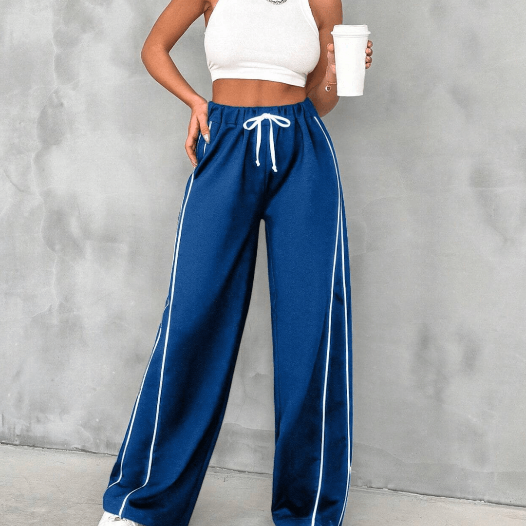 Drawstring Tracksuit Bottoms with Side Stripes