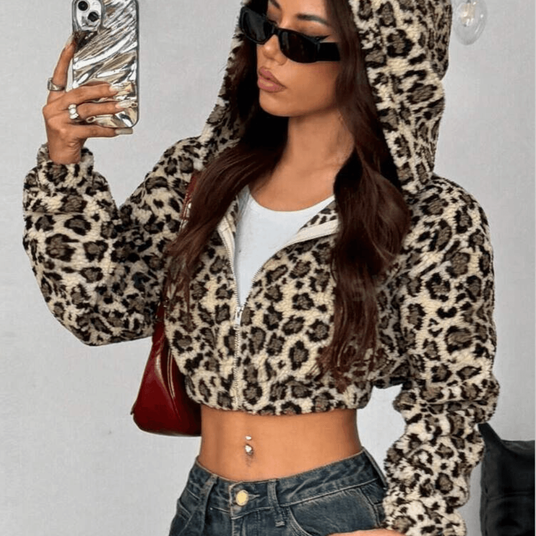 Leopard Hoodie Zip Up