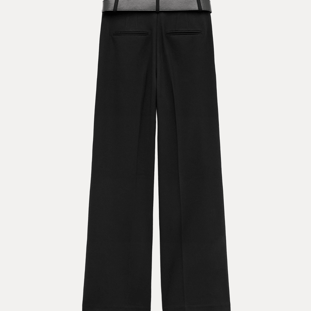 High Waist Wide Leg Pants with Pleats and Belt