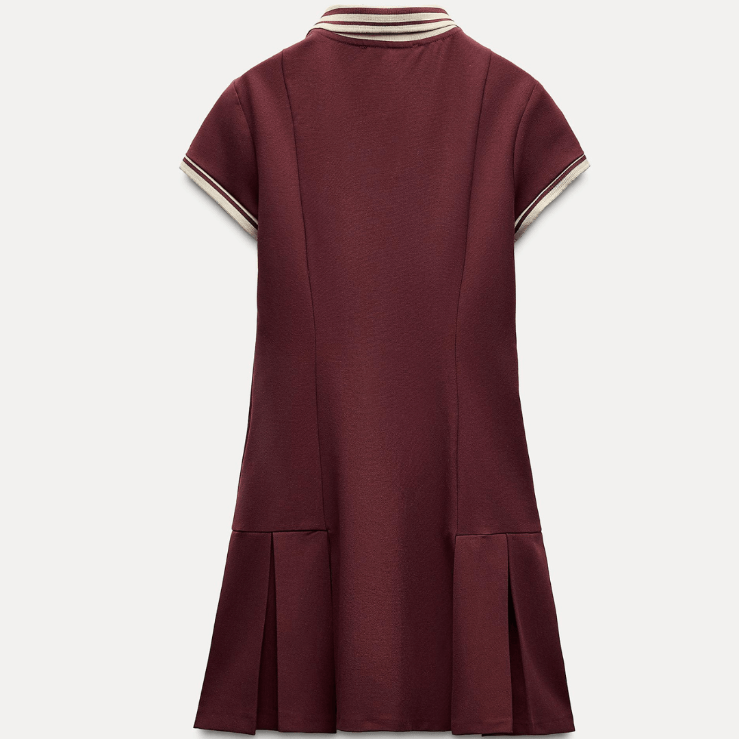 Short Sleeve Dress with White Collar