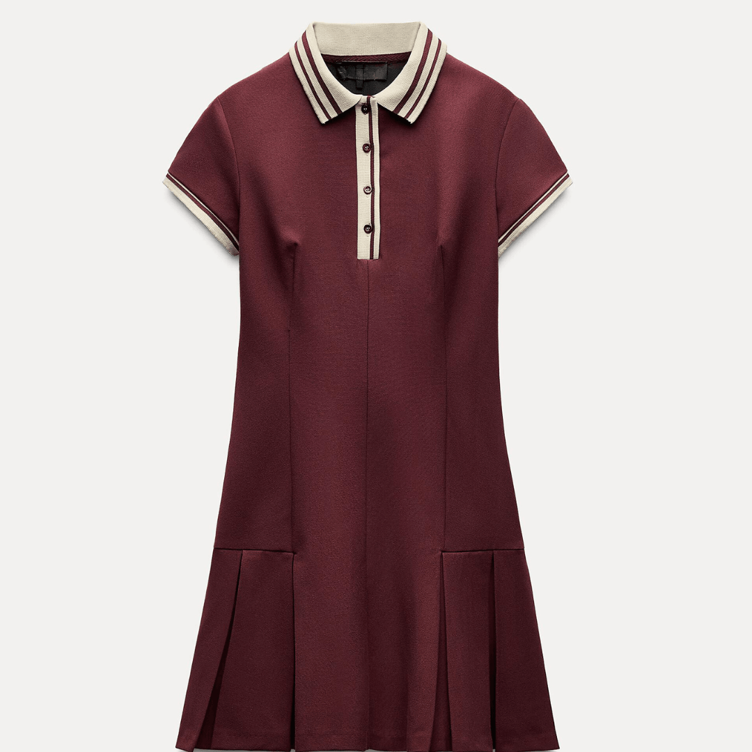 Short Sleeve Dress with White Collar