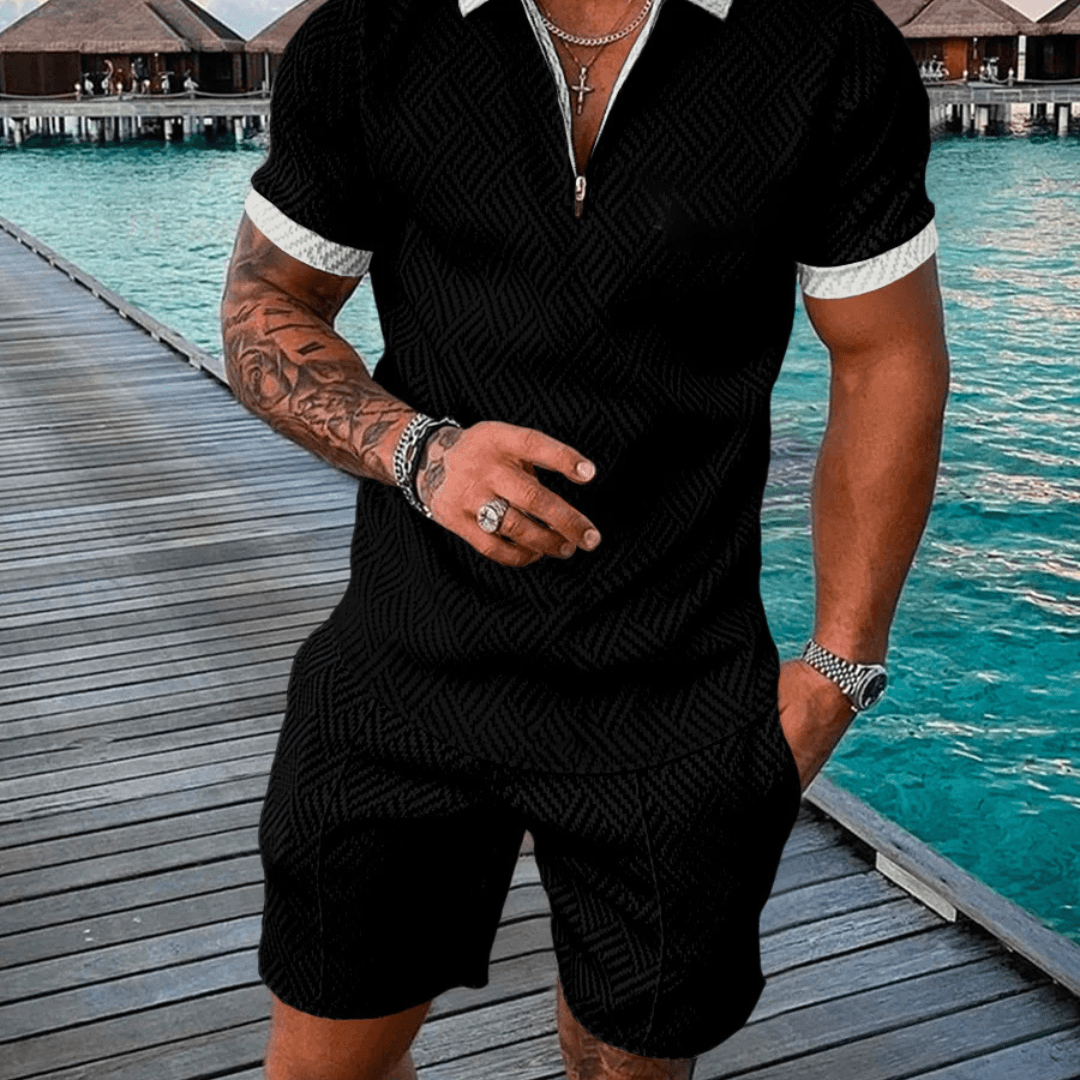 Night Walker Polo Shirt And Shorts Co-Ord