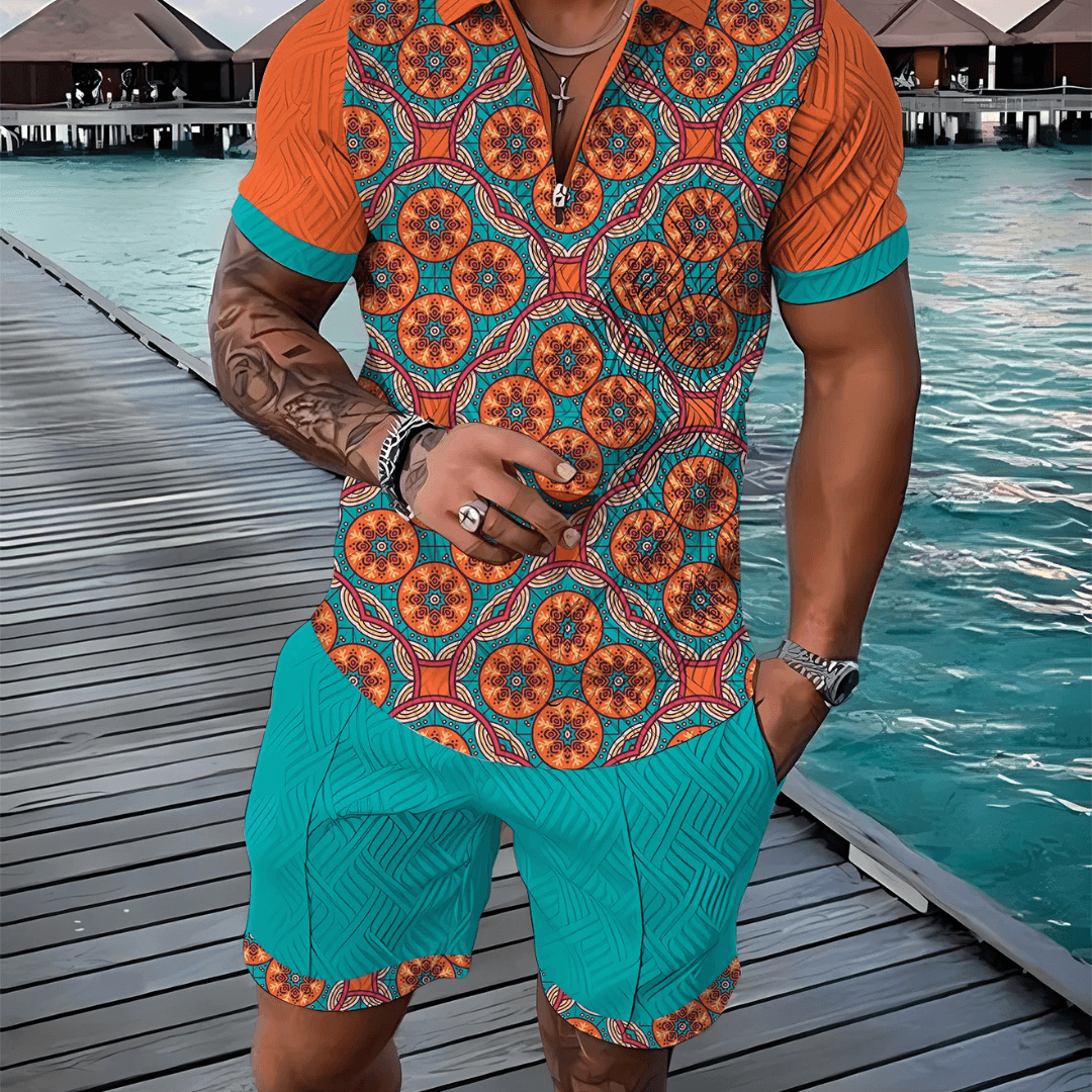 Azure Polo Shirt And Shorts Co-Ord