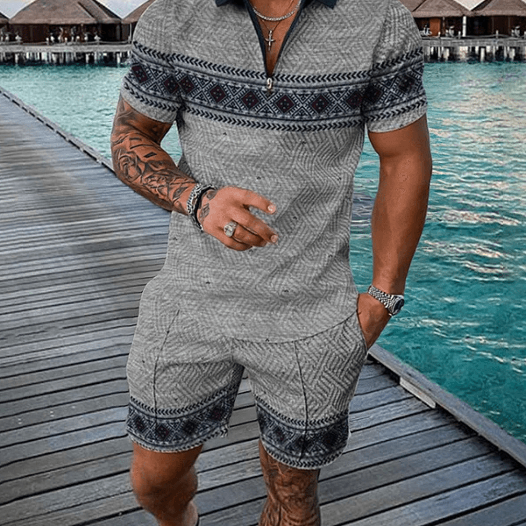 Mandala Polo Shirt And Shorts Co-Ord