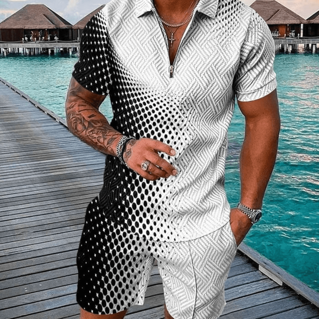 Faded Polo Shirt And Shorts Co-Ord