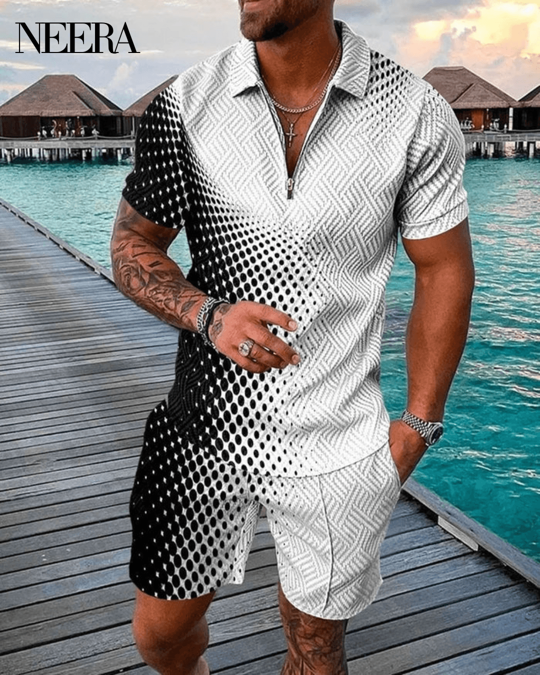 Faded Polo Shirt And Shorts Co-Ord