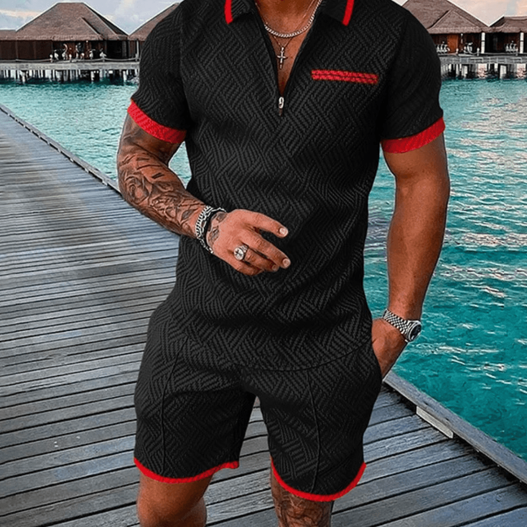 Crimson Night Polo Shirt And Shorts Co-Ord