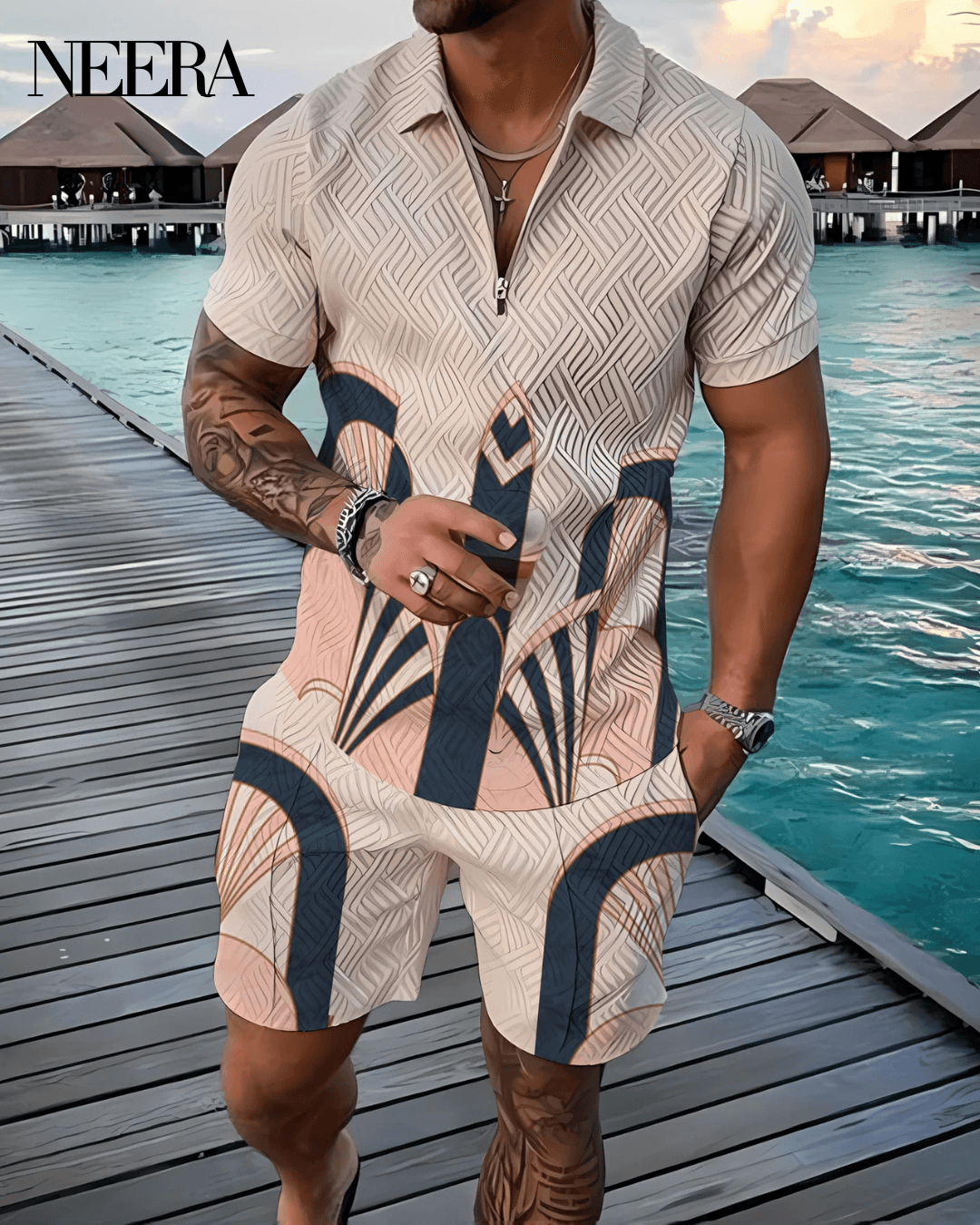 Mystic Traveler Polo Shirt And Shorts Co-Ord