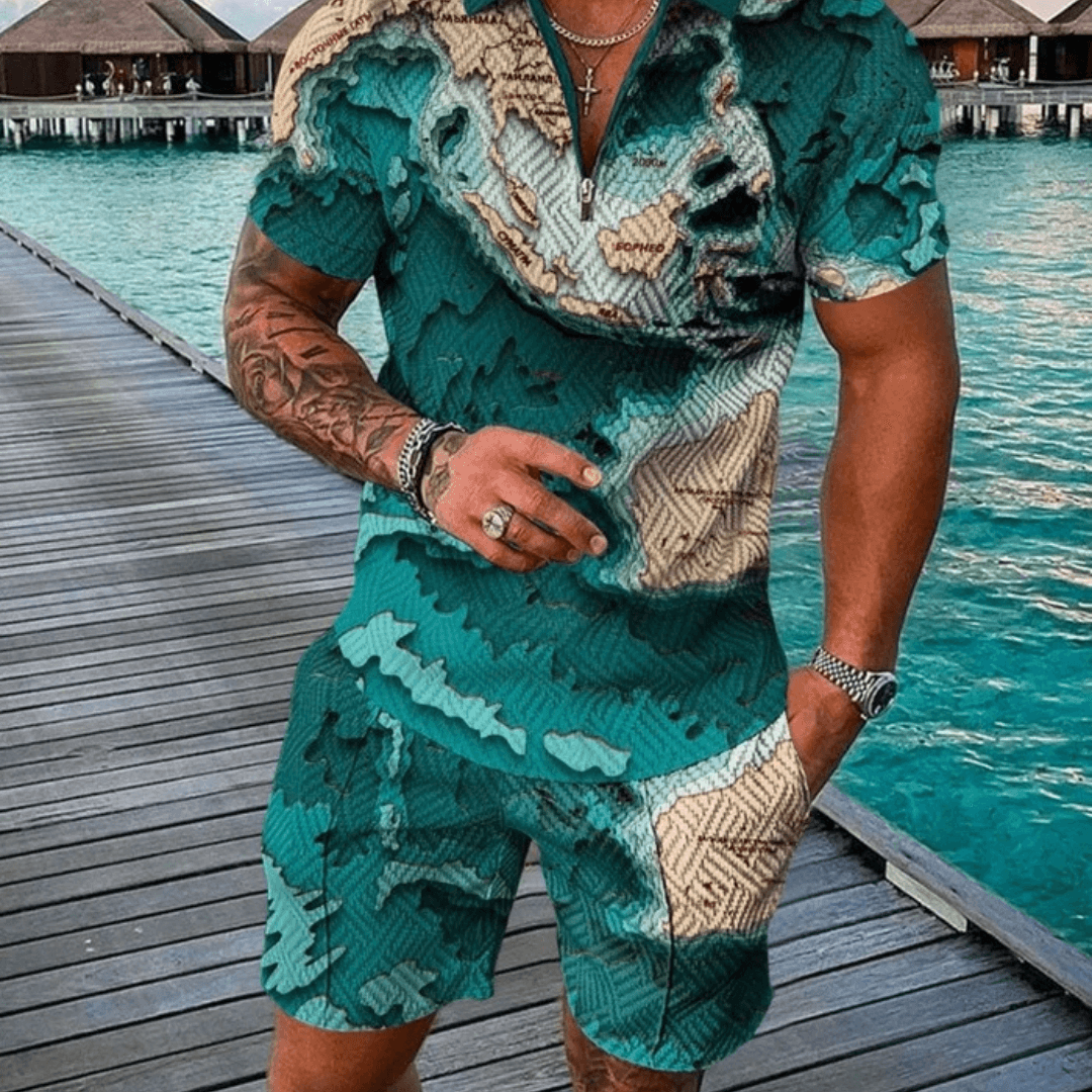 Globe Polo Shirt And Shorts Co-Ord