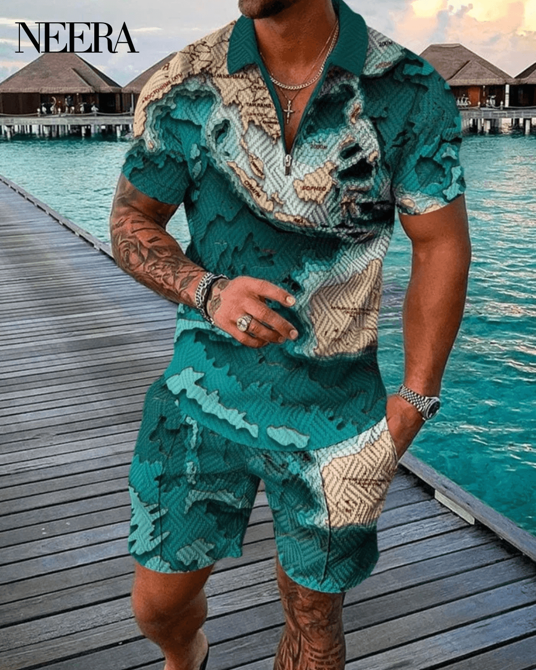 Globe Polo Shirt And Shorts Co-Ord