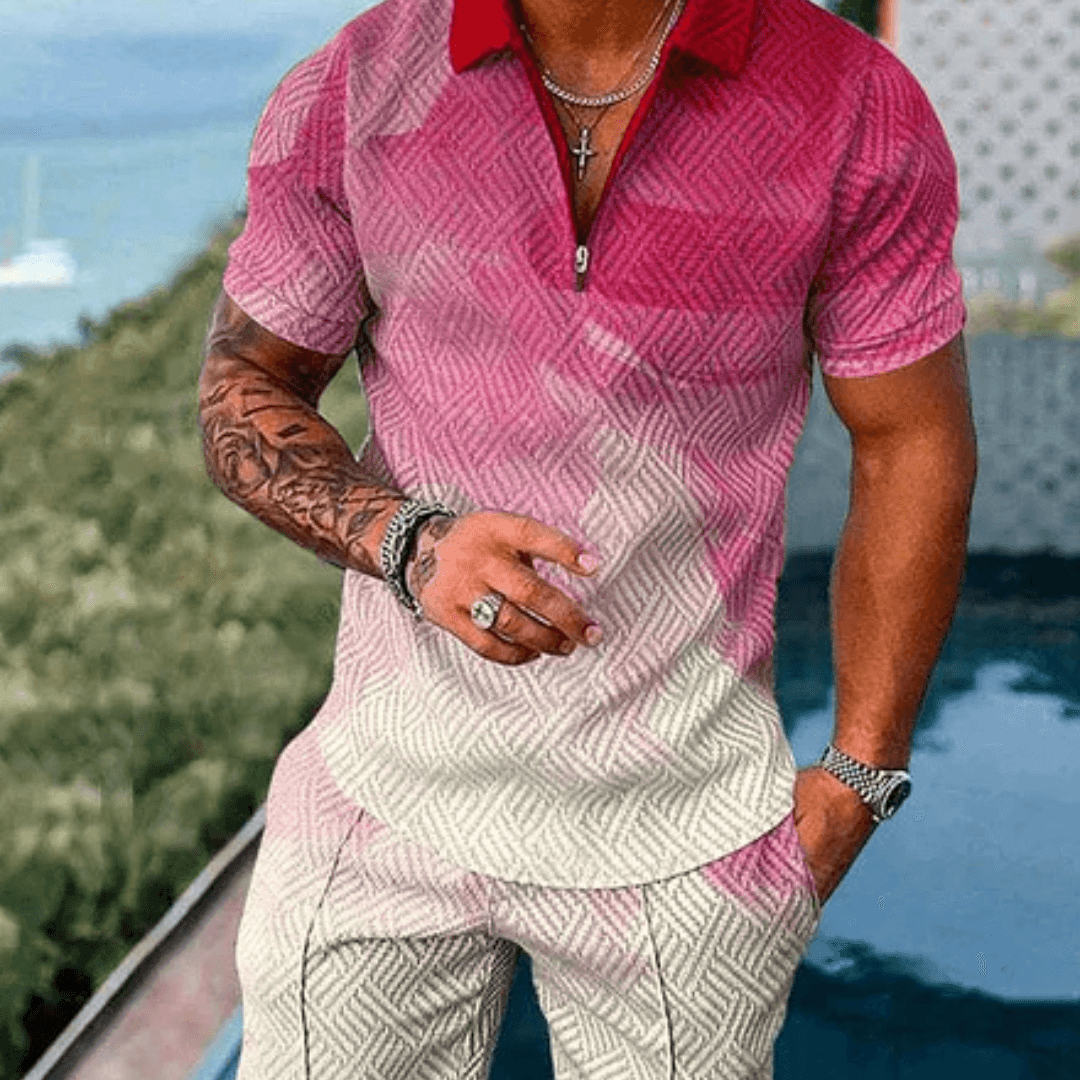 Solstice Pink Polo Shirt And Shorts Co-Ord