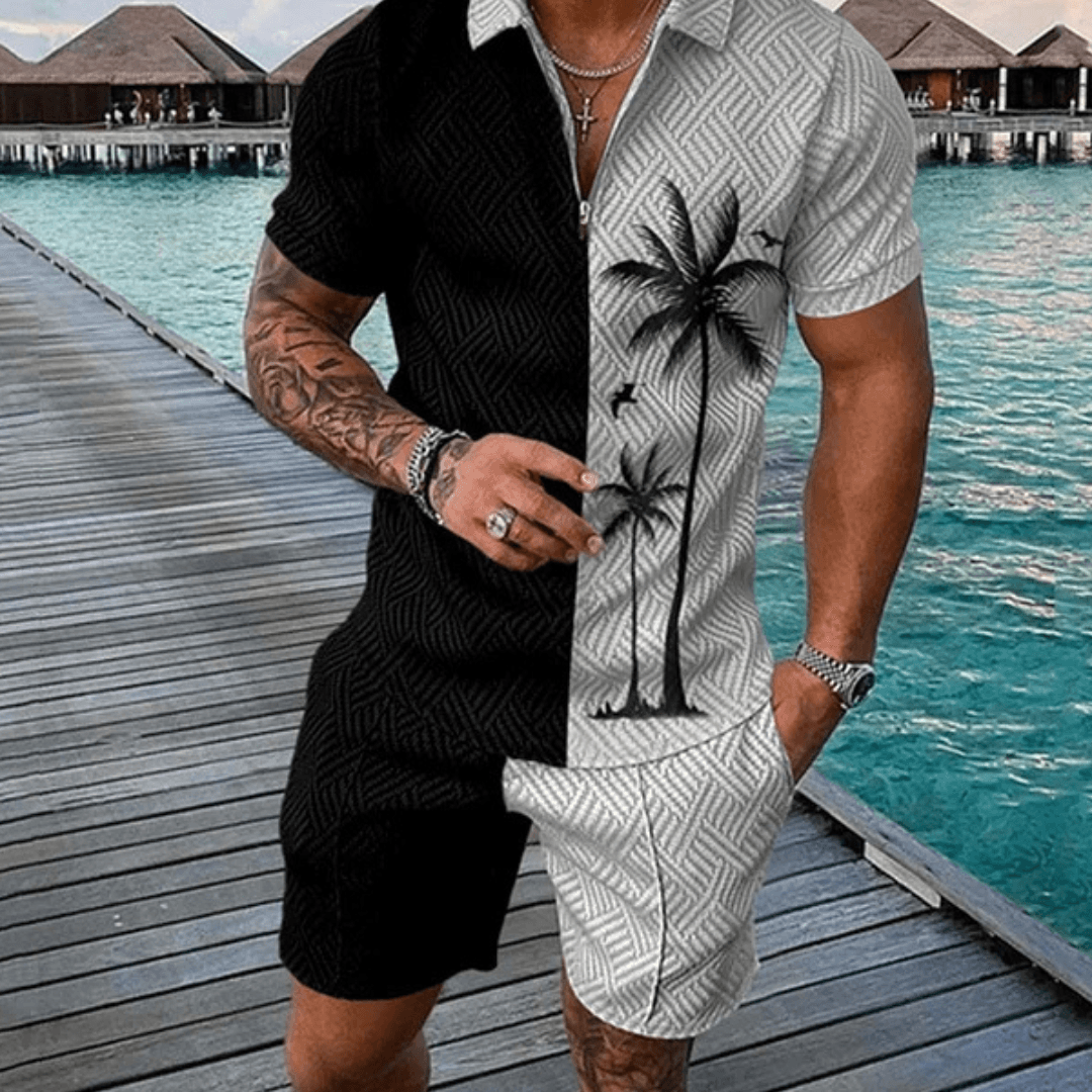 Coconut Tree Polo Shirt And Shorts Co-Ord