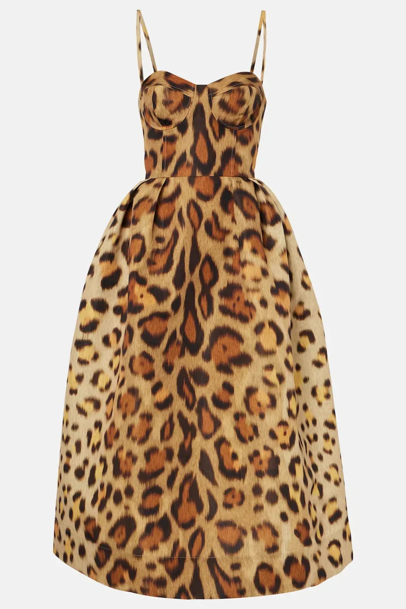 Serena | Robe bustier midi à imprimé animalier