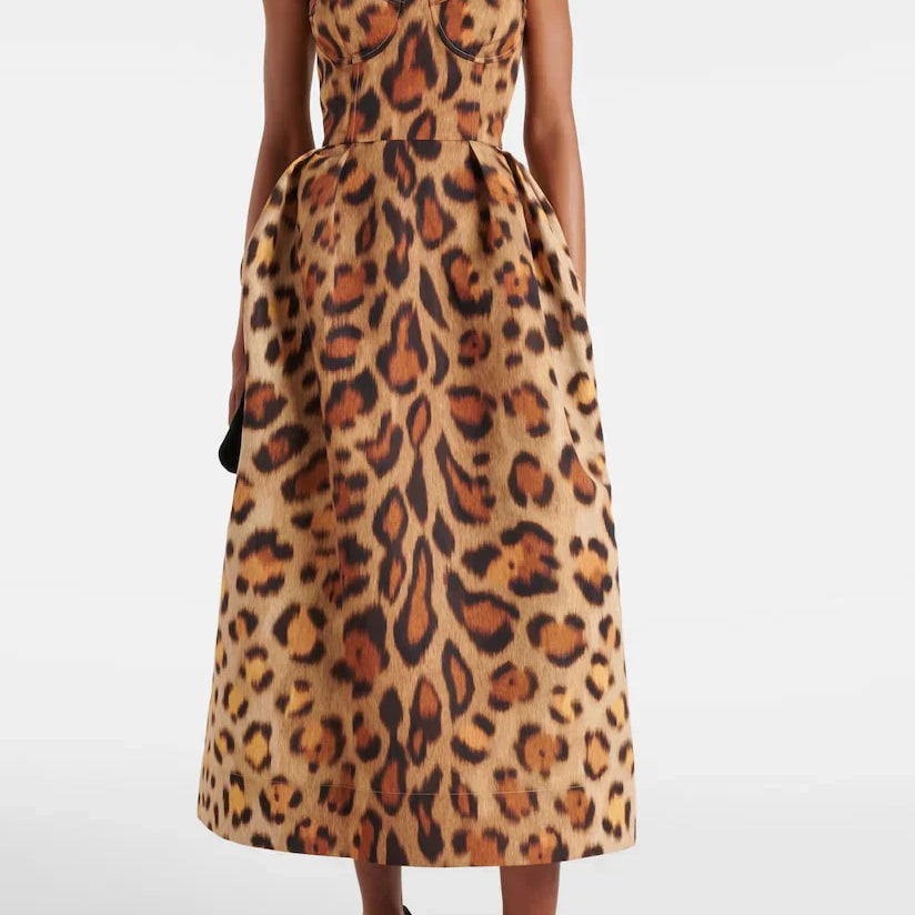 Serena | Robe bustier midi à imprimé animalier