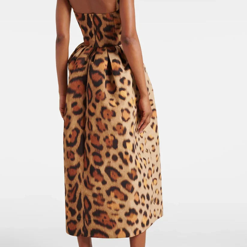 Serena | Robe bustier midi à imprimé animalier