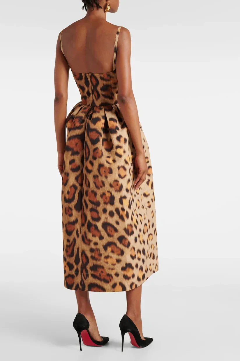 Serena | Robe bustier midi à imprimé animalier