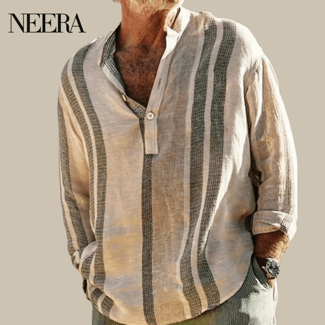 Striped linen shirt with long sleeves 