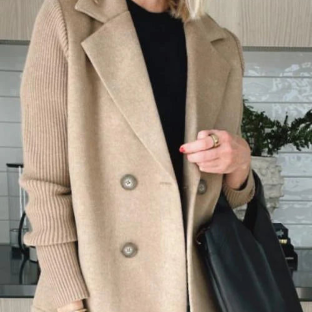 Katrin | Manteau décontracté à manches patchwork et boutons